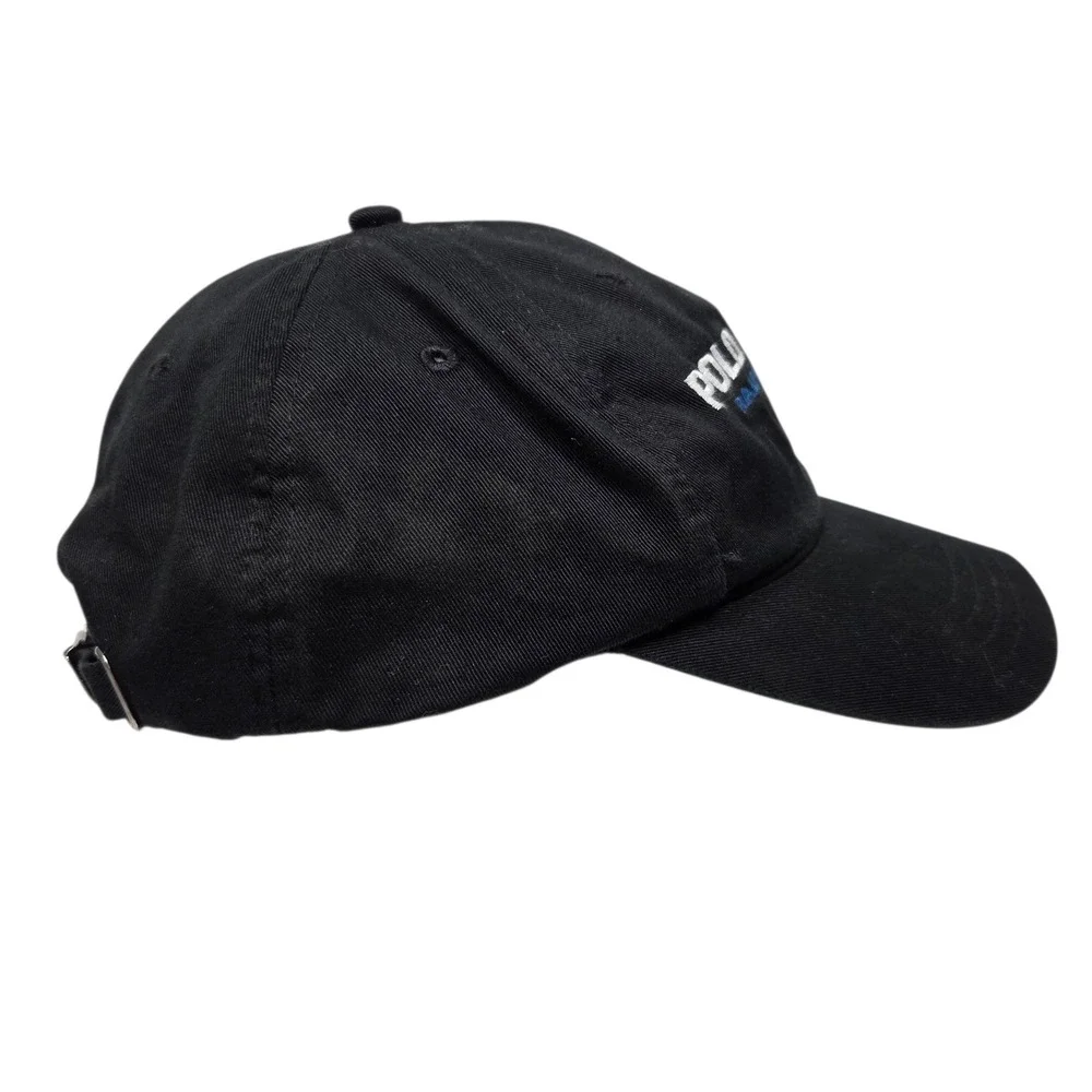 Vintage 90's Polo Sport Ralph Lauren Hat Mens Black Embroidered Flag Strapback